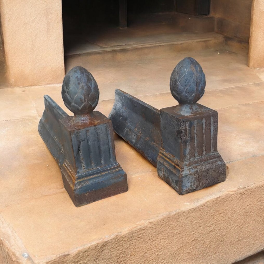 Andiron (2) - Chenets - Pommes de Pins - neoklasszikus stílus - Öntöttvas #4.3