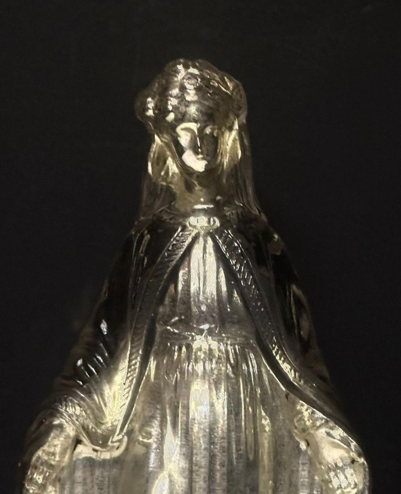 Sculpture, Ancienne Vierge En Verre églomisé XIX eme - 23 cm - Glass #4.3