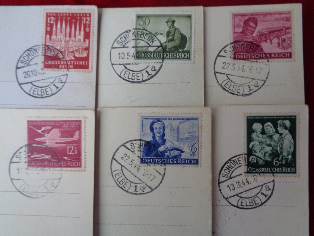 Collezione a tema - Set unico di francobolli tedeschi su cartoline 1943-1944. #4.3