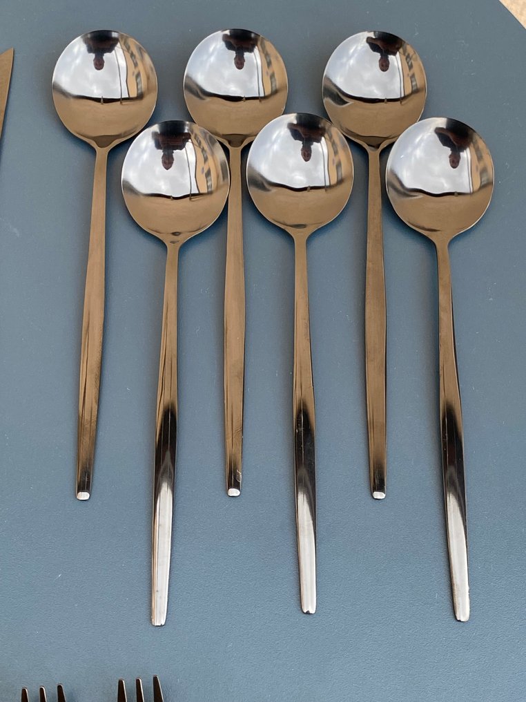 NO RESERVE price! Satinato nero - Juego de cubiertos (30) - Acero, inox - Juego de cubiertos para 6 personas. #4.3