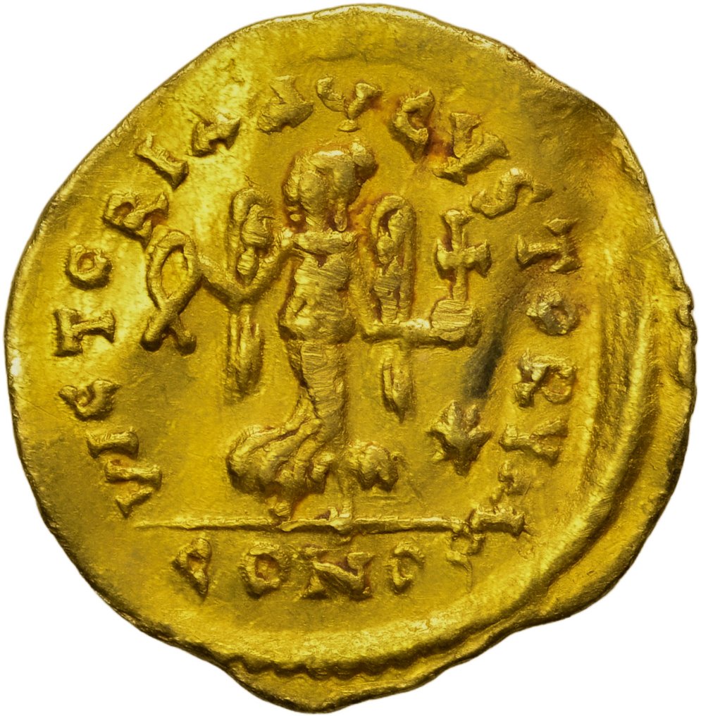Empire byzantin. Anastase Ier (491-518 apr. J.-C.). Tremissis Constantinopolis mint. VICTORIA AVGVSTORVM / CONOB #1.0