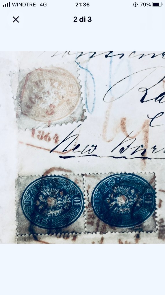 Østrig 1863/1864 - Østrig 10+10+15 kreuzer mistet 1864 Wien anbefalet brev Storbritannien London sjælden #1.0