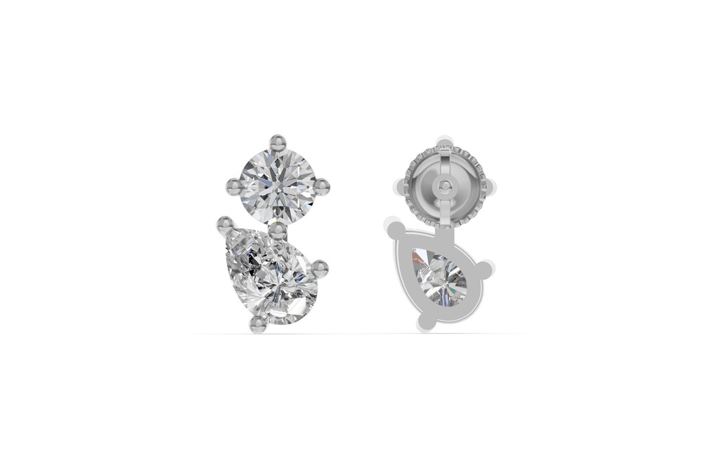 没有保留价 - 耳环 - 14K包金 白金 - 1.96ct. tw. 钻石 (实验室培育) - 钻石 #1.0