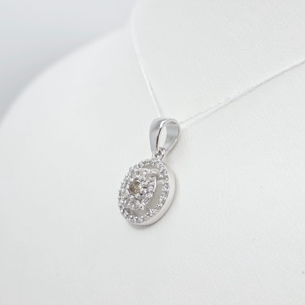 没有保留价 - 吊坠 - 14K包金 白金 -  0.27ct. tw. 钻石 (天然)  - 钻石 #3.2