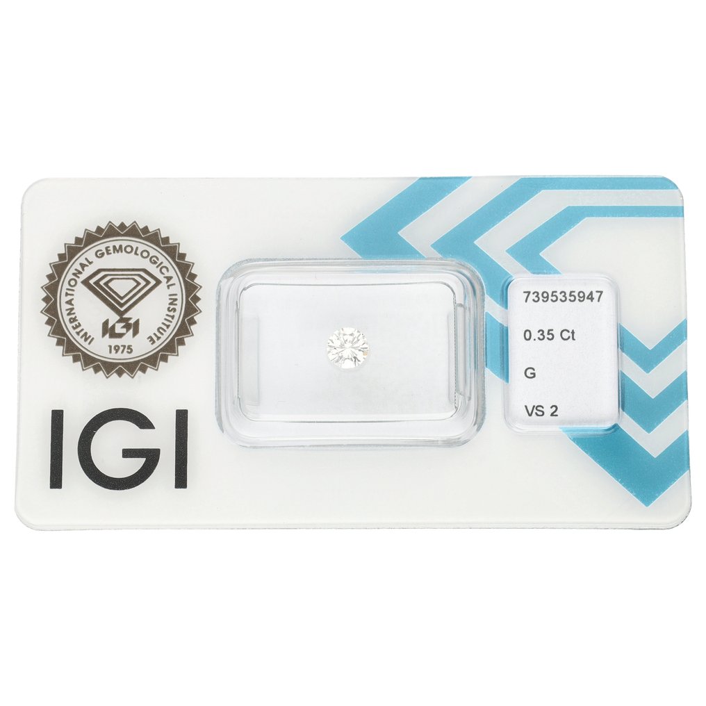 没有保留价 - 1 pcs 钻石 (天然) - 0.35 ct - 圆形 - G - VS2 轻微内含二级 - 国际宝石研究院(IGI) #1.0