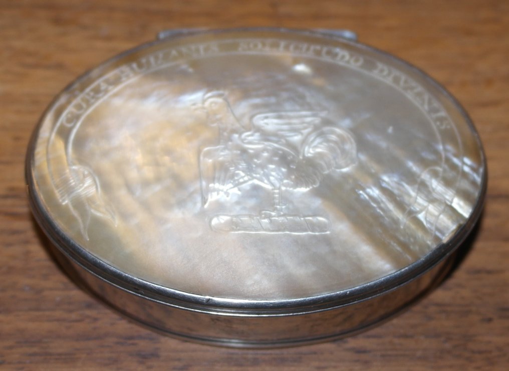 Cutie de tutun - Argint și sidef gravat. - Cutie de tutun argint #1.0