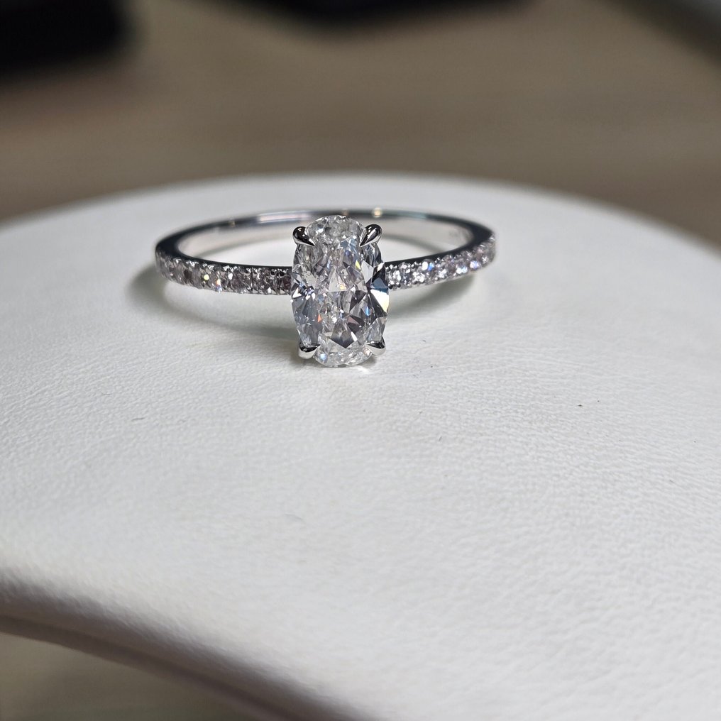 訂婚戒指 - 14 克拉 白金 -  1.12ct. tw. 鉆石 (天然) - 鉆石 #2.1