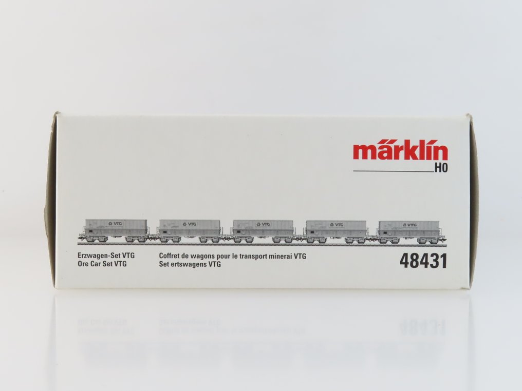 Märklin H0 - 48431 - Godsvagn-set för modelltåg (1) - 5-delat godsvagnsset med 4-axlade sidolossare med last - NMBS #4.3