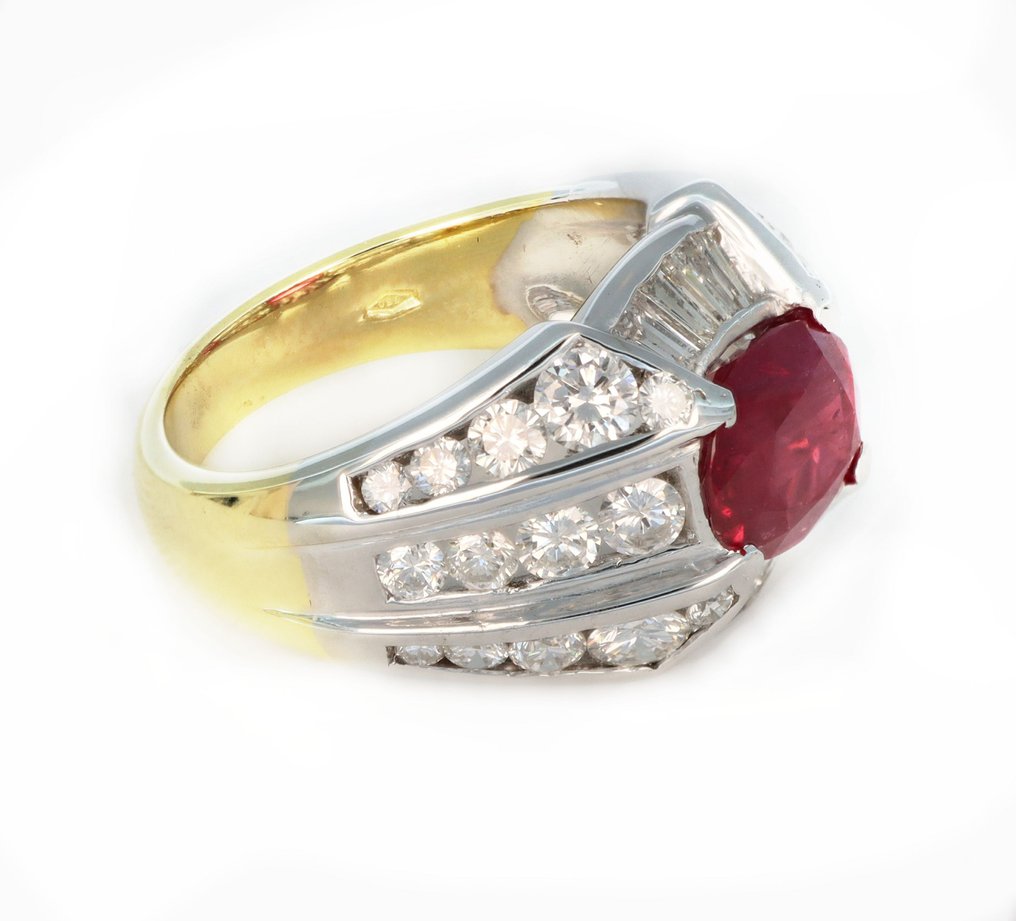 没有保留价 - 戒指 - 18K包金 白金, 黄金 - 2.98ct. tw. 红宝石 - 钻石 #4.3