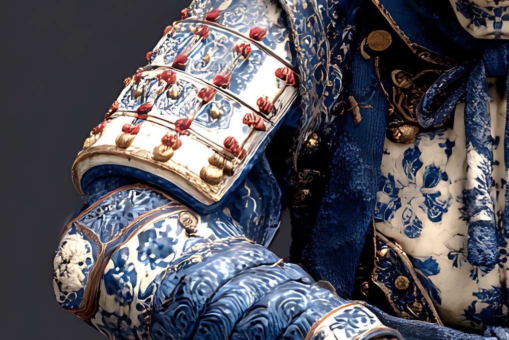 NYX - Samouraï Squelettique en Porcelaine Bleue #4.3