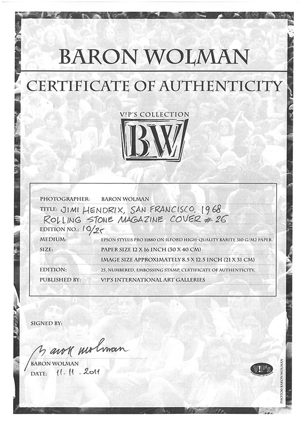 Baron Wolman (1937-2020) - Jimi Hendrix, San Francisco, 1968 #1.0