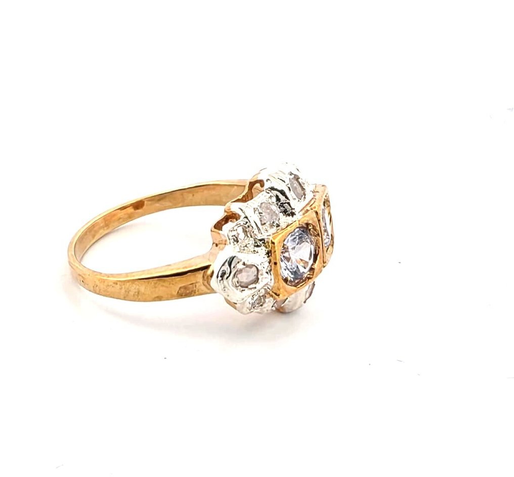 χωρίς τιμή ασφαλείας - Δαχτυλίδι - 9 kt. Ασημί, Κίτρινο χρυσό Τοπάζιο - Διαμάντι #3.2