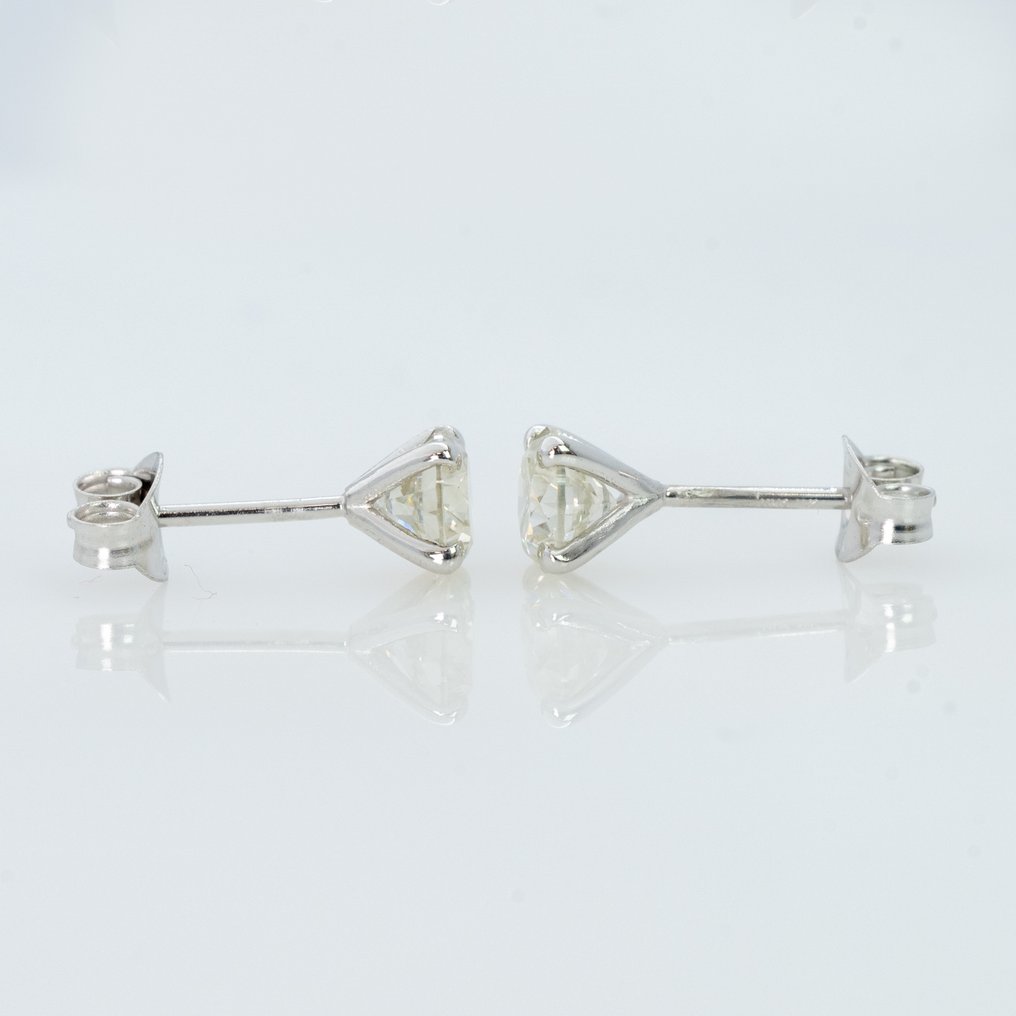 沒有保留價 - 耳環 - 14 克拉 白金 -  1.01ct. tw. 鉆石 (天然) - GWLab #4.3