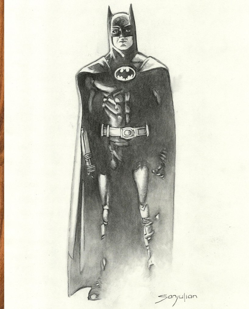 Sanjulian, Manuel - Batman (Szénrajz tisztelgésként) - Hand Signed Original Drawing #1.0