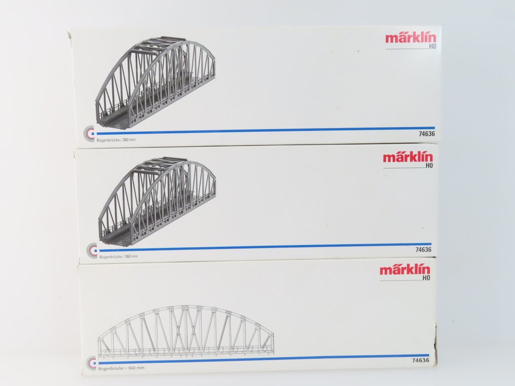 Märklin H0 - 74636 - Modelltog-landskap (3) - Tre-delt brukgenkavel med buebro (plast) for C-rail. #3.2