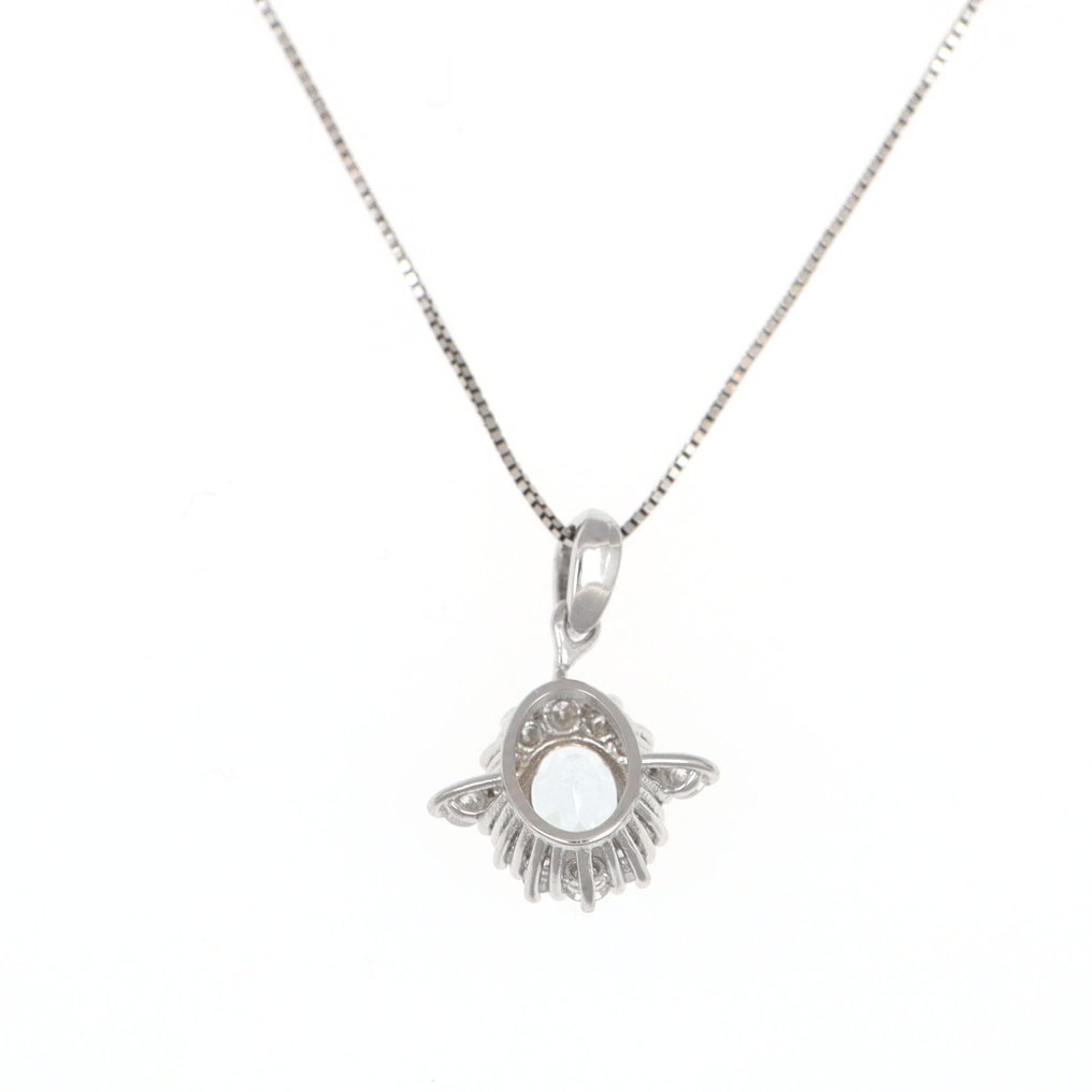 Sem preço de reserva - Colar com pingente - 18 K Ouro branco Água-marinha - Diamante #4.3