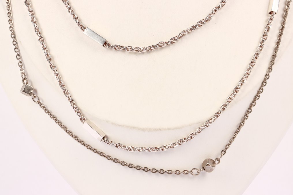 Zonder minimumprijs - Halsketting Zilver - twee lange vintage items #3.2