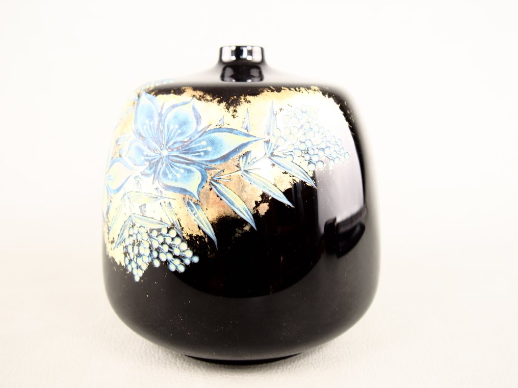 Single-flower vase - Lacquered wood - Carved Lacquer Floral Motifs Pattern Vase with Original Wooden Box - Japan #4.3