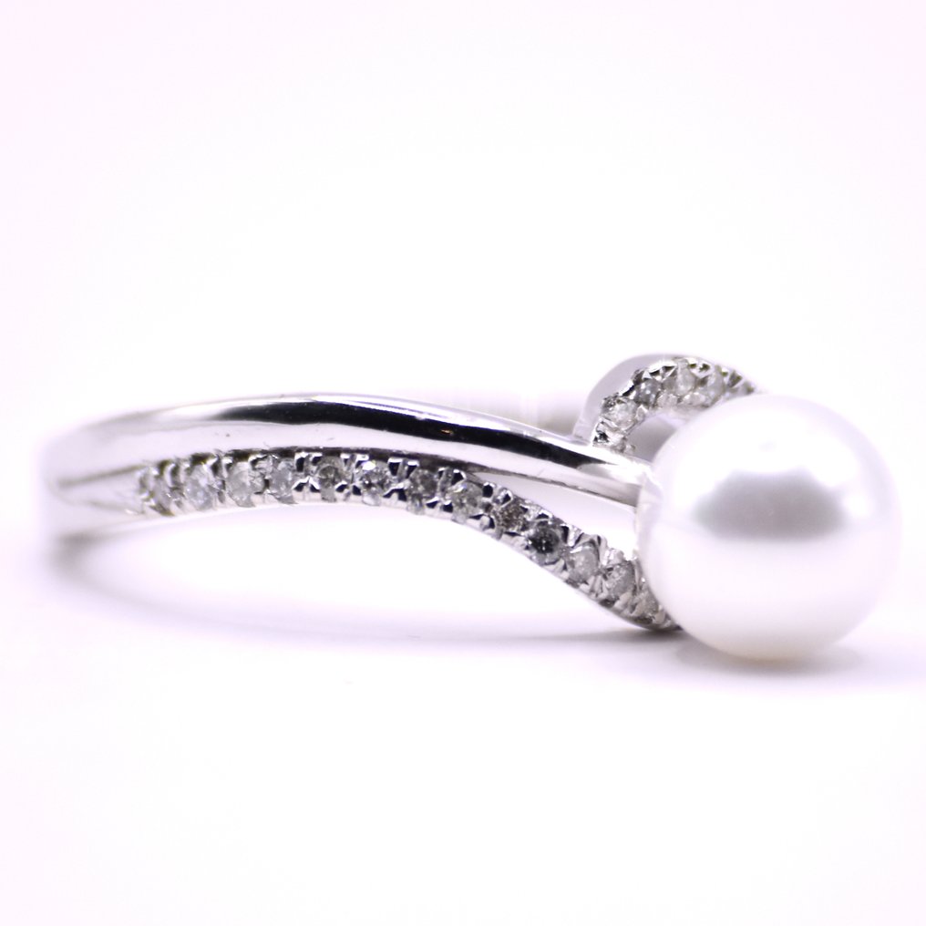 Ei pohjahintaa - Sormus Platina - 0.48ct. tw. Timantti (Luonnollinen) - Helmi - Vaaleanharmaa Ellegance #3.2