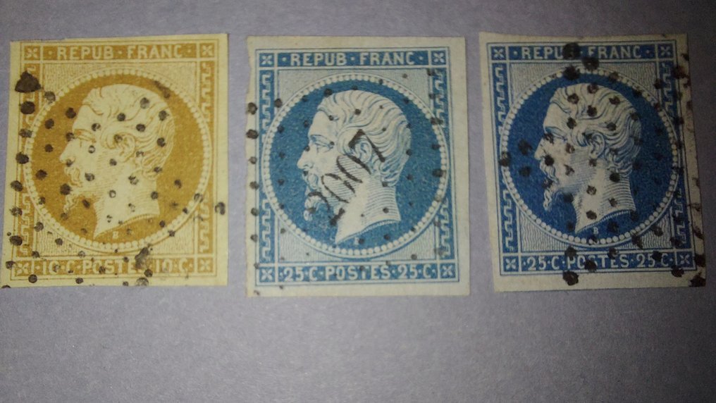 Francia 1852 - Timbres Francia clásico - Yvert 9 10 et 10a #1.0