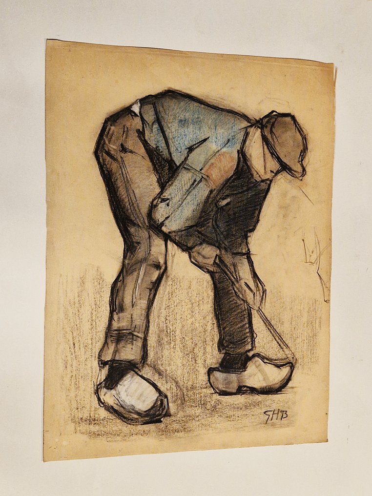 Hollandse school (XX)monogram "GHB" - Landarbeider #1.0