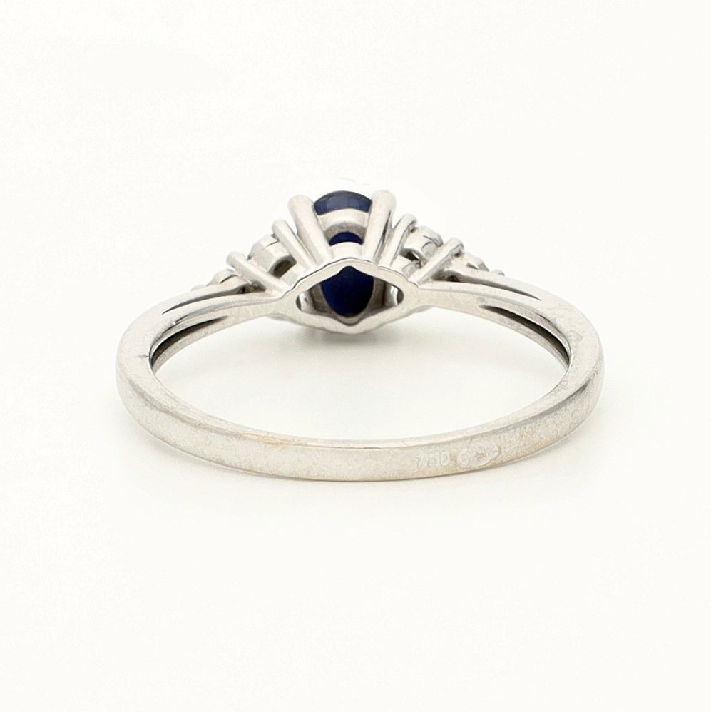 没有保留价 - 戒指 - 18K包金 白金 蓝宝石 - 钻石 #3.2