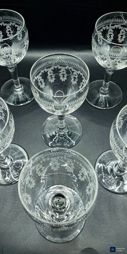 attribué Portieux - Ποτήρι κρασιού (6) - Λεπτό οξείδωτο γυαλί. - Sodakalkglas - Μοναδικό χειροποίητο #4.3