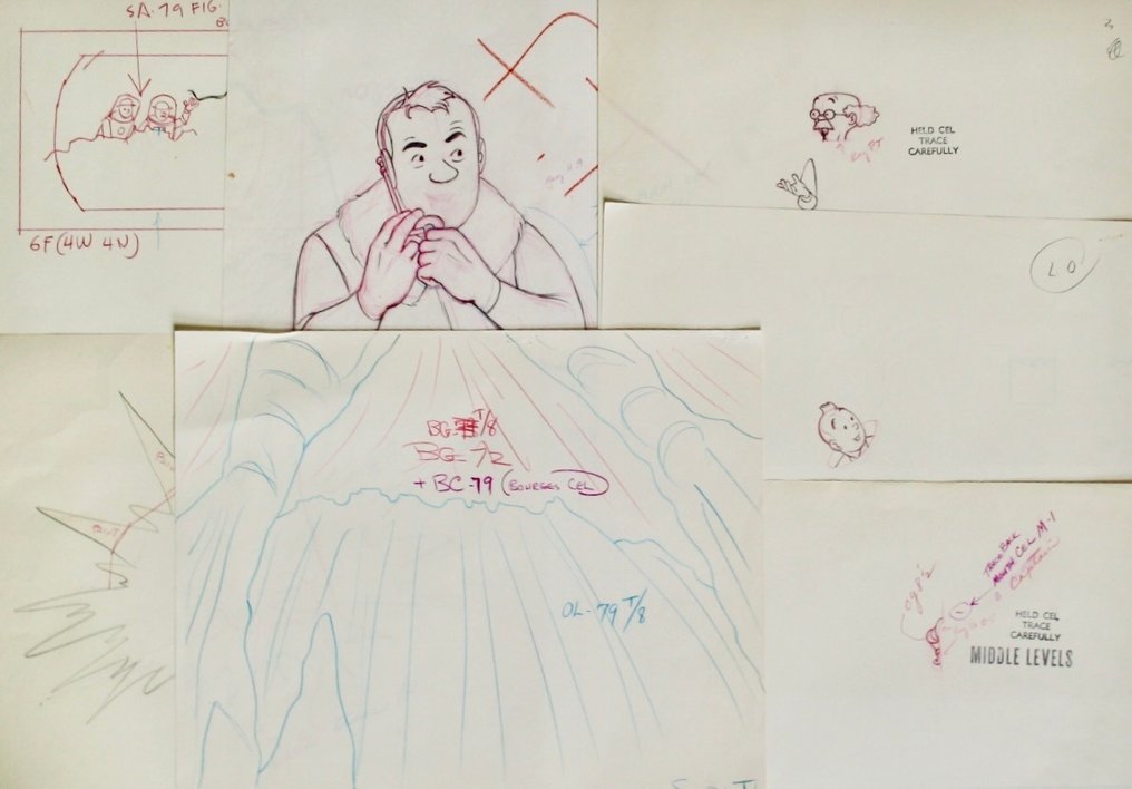 Destination Moon " Tintin - Belvision Studios - 7 x Original Animation Production Drawing - Belvision Studio´s - 1957 #1.0