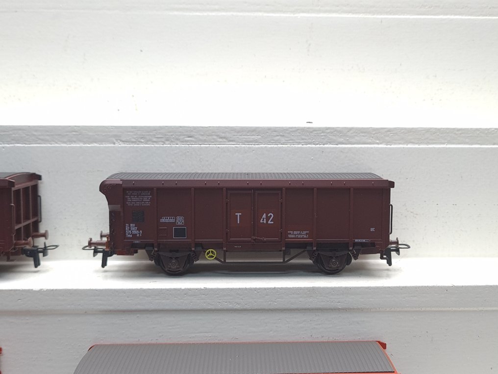 Klein Modellbahn H0 - 3281/3283/328K - Vagón de tren de mercancías a escala (6) - 6x Roldak wagens tipo Tms - SNCF, NMBS #4.3