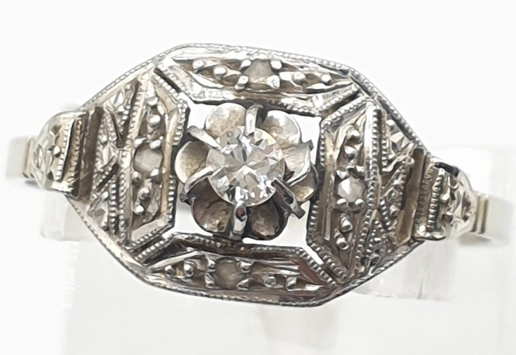 Gyűrű - 18 kt. Fehér arany, Platina - 0.05ct. tw. Gyémánt (Természetes) #2.1