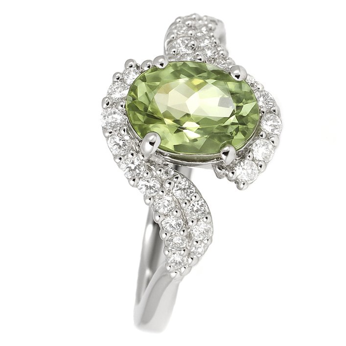 Ring - 18 kt. White gold - 1.57ct. tw. Tourmaline - Diamond #4.3