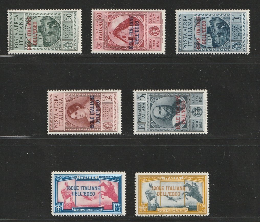 Isole italiane dell’Egeo - questioni generali 1932 - Garibaldi con sovrastampa - Sassone PA14/PA20 S. 30 #1.0