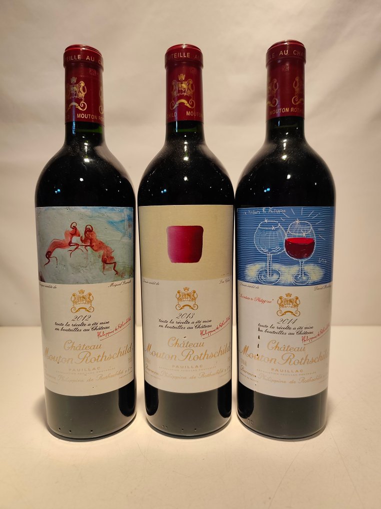 Vertical Château Mouton Rothschild , 2012 , 2013 , 2014 - Pauillac 1er Grand Cru Classé - 3 Φιάλη (0,75L) #1.0