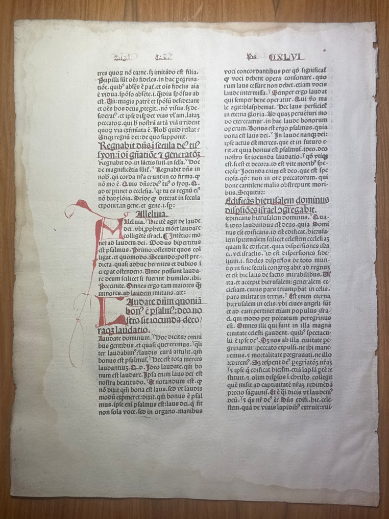 Johann Sensenschmidt und Andreas Frisner Nürnberg am 12. Februar 1478 - 1 Blatt Inkunabel Petri Lombardi glossa, quae magistralis dicitur... Schöne Rubrizierung Rare! - 1478 #1.0