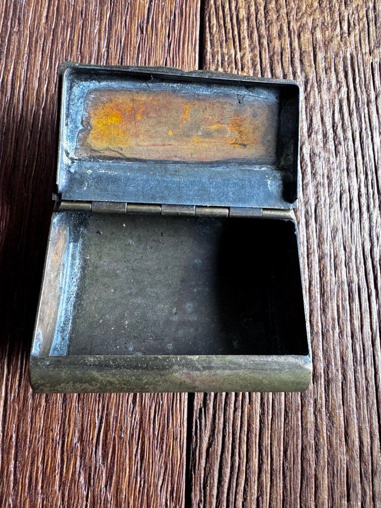 Late 1880  Masonic Tobacco box with rolling papers compartment - Tobacco box - Tin, Copper #1.0