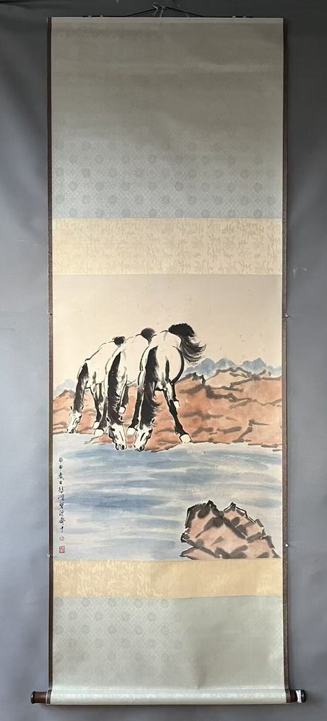 INK AND COLOR ON PAPER PAINTING"Three Horses"《三骏图》 - Attributed to - Kina #2.1