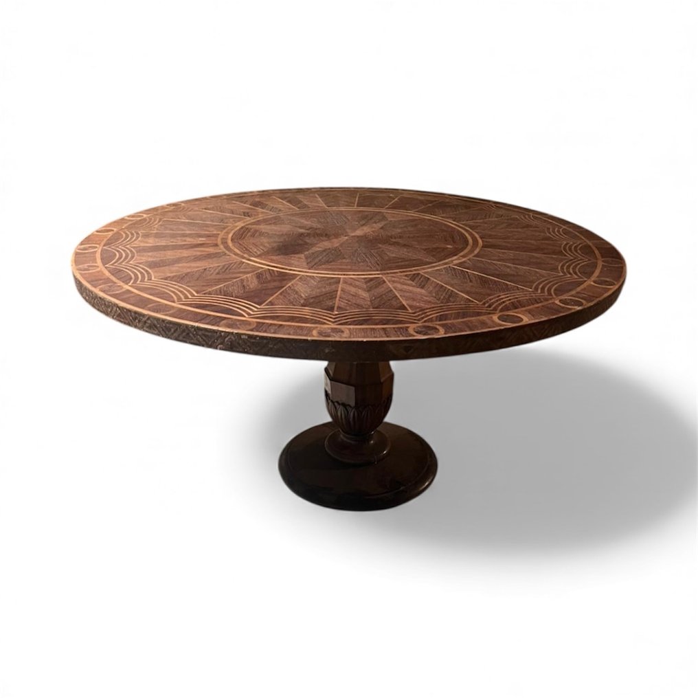 Pöytä - Puu - Elegantti pyöreä Art Deco #1.0