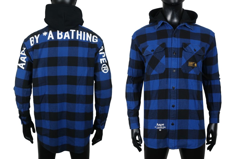 AAPE a Bathing Ape Hooded Lumberjack Jersey Over shirt - 女式衬衫 #1.0