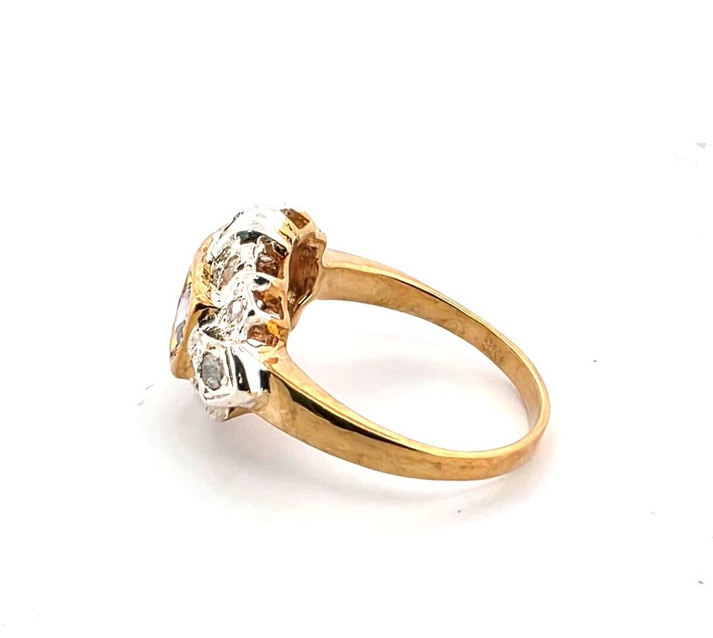 χωρίς τιμή ασφαλείας - Δαχτυλίδι - 9 kt. Ασημί, Κίτρινο χρυσό Τοπάζιο - Διαμάντι #1.0