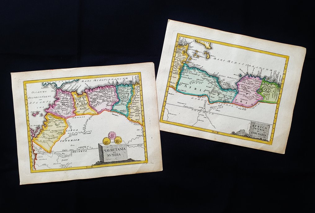 非洲 - [一组2件] - 北非 / 突尼斯 / 阿尔及利亚 / 摩洛哥 / 利比亚 / 地中海国家; Christopher Weigel & David Kohler - Mauretania et Numidia / Africa Propria et Cyrenaica - [LOT of 2] - 1701-1720 #1.0