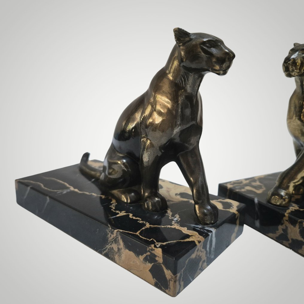 NO RESERVE - TEDD - Bookends - Panthers - Metal and marble #4.3