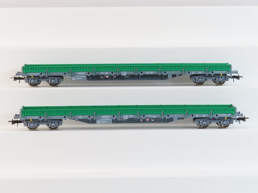 Roco H0 - 67081 - Modellvonat teherfuvarozási vagonszett (1) - 2 részes készlet 4-állású Rongenwagens típus Res - RENFE #1.0
