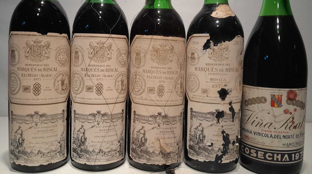 1971 (x2), 1972, 1978 Marqués de Riscal & 1975 C.V.N.E. Viña Real, Gran Reserva - 拉里奧哈 - 5 瓶 (0.75L) #1.0
