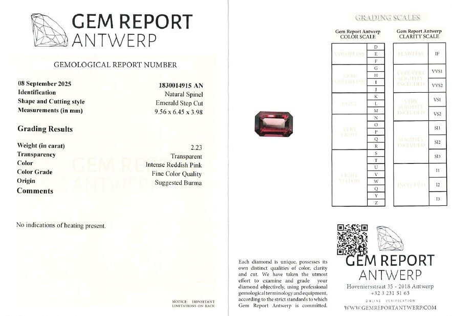 沒有保留價 尖晶石  - 2.23 ct - Gem Report Antwerp (GRA) - 浓烈的红粉色 #4.3