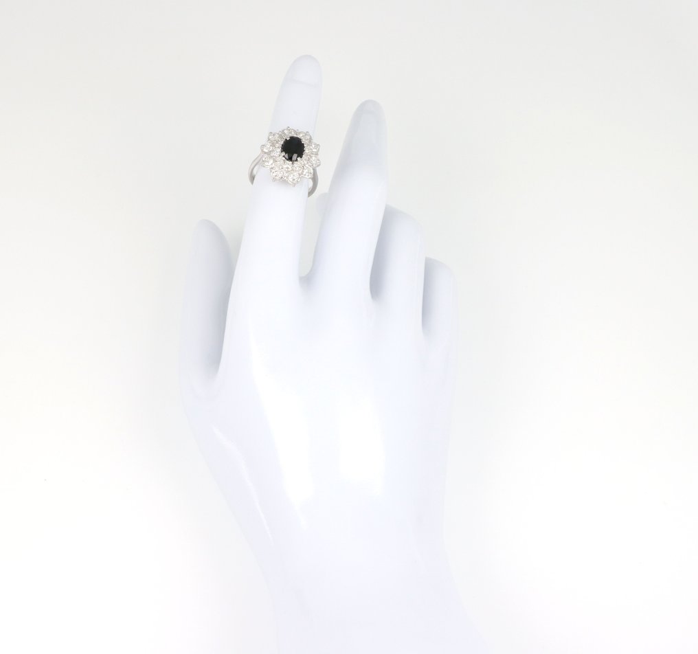 没有保留价 - 戒指 - 18K包金 白金 - 1.50ct. tw. 蓝宝石 - 钻石 #1.0