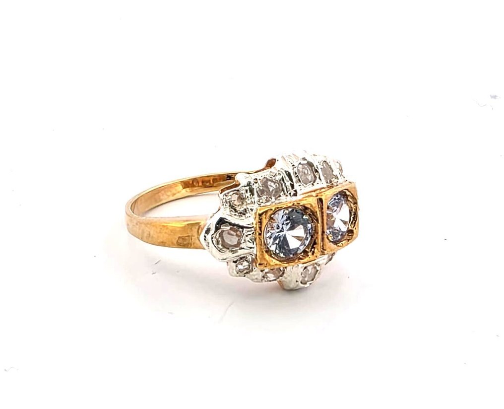 χωρίς τιμή ασφαλείας - Δαχτυλίδι - 9 kt. Ασημί, Κίτρινο χρυσό Τοπάζιο - Διαμάντι #1.0