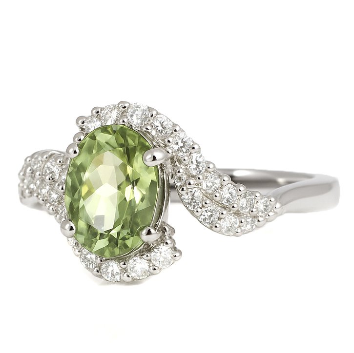Ring - 18 kt. White gold - 1.57ct. tw. Tourmaline - Diamond #3.2