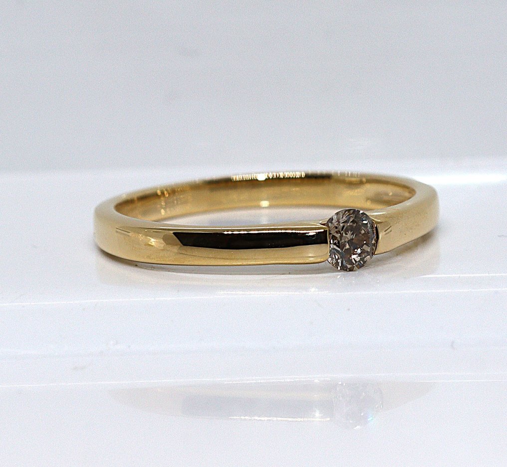 No reserve price - Ring Silver - 0.25ct. tw. Diamond (Natural coloured) - Size: 21 mm #1.0