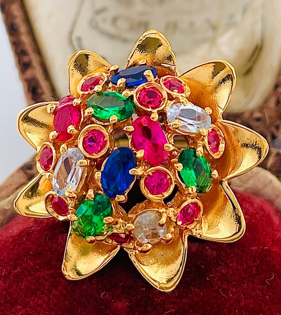 Senza prezzo di riserva - Anello - 9 kt Oro giallo, Argento Pietre preziose miste #2.1