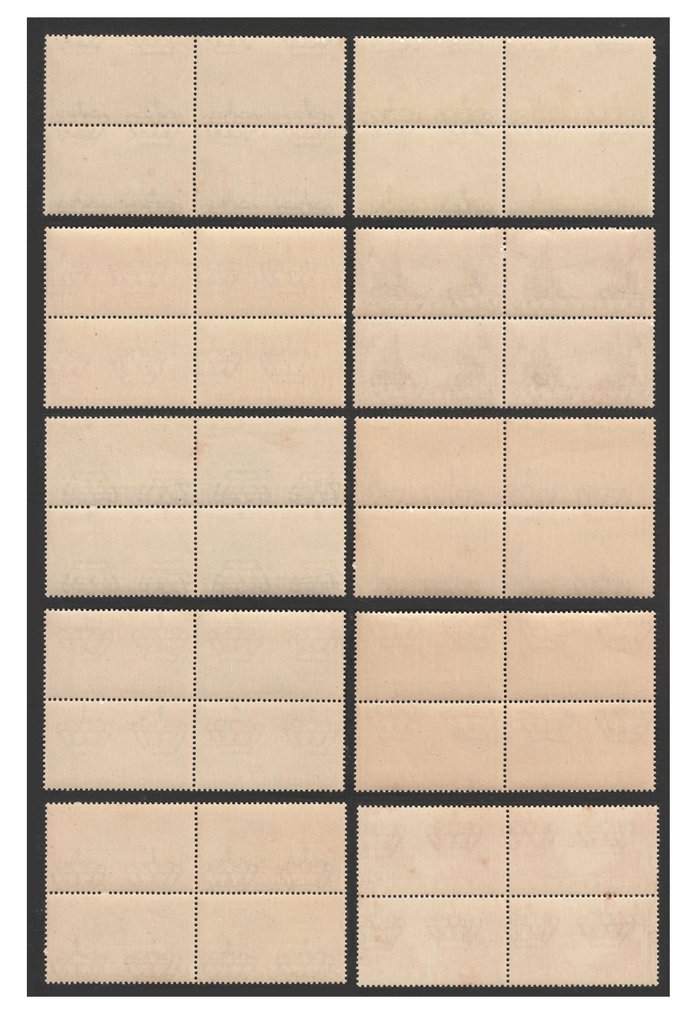 Włoska Erytrea 1936 - Poczta lotnicza, podmioty afrykańskie, bloki po cztery - Sassone Posta Aerea n. 17/26 blocchi di quattro #1.0